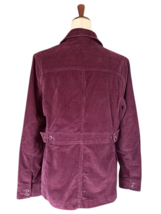 LL Bean Jacket Women Burgundy Button Down Corduroy Blazer Elbow Patch Med NWOT - Picture 12 of 16